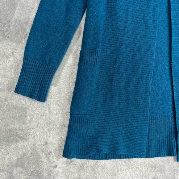 Cynthia Rowley 100% Cashmere Cardigan Sweater Small Peacock Blue Open Front Soft - Picture 8 of 15